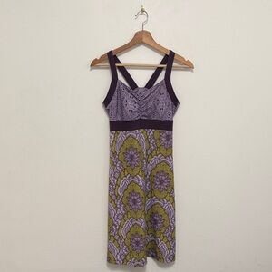 Prana Amaya Purple and Green Print Athletic Sundress